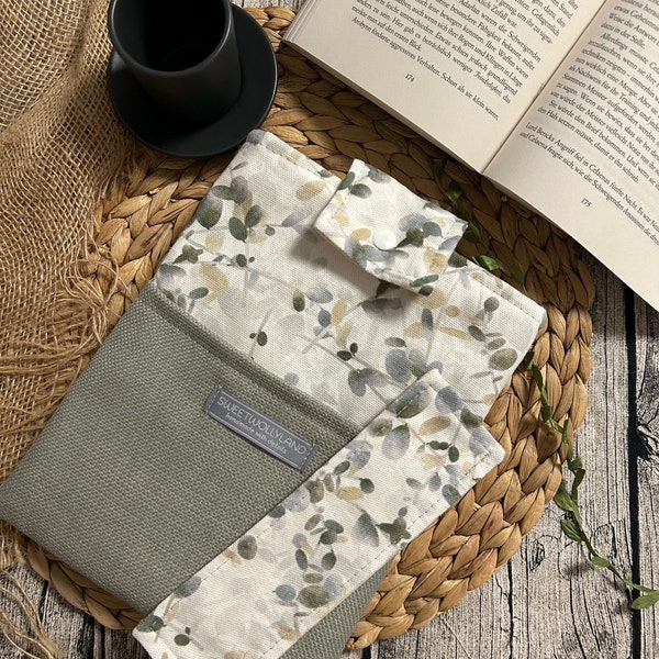 Herbst Buchhülle Stoff • Bücherhülle mit Canvas • Buchtasche gepolstert Büchertasche • buch accessoires Lesezeichen Book sleeves Booksleeves