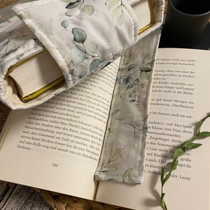 Buchhülle Stoff Eukalyptus Bücherhülle Canvas Buchtasche gepolstert Büchertasche Buch accessoires Lesezeichen Book sleeves Booksleeves Bild 8
