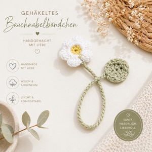 Bio Nabelschnurbändchen Geburtsblume Gänseblümchen Bauchnabelbändchen Krawatte Nabelschnurband Bauchnabelband  Nabelschnurbinder Nabelklemme