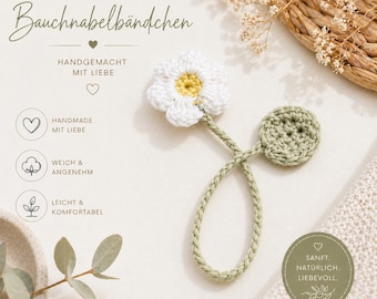Nabelschnurbändchen Geburtsblume Gänseblümchen Bauchnabelbändchen Krawatte Nabelschnurband Bauchnabelband  Nabelschnurbinder Nabelklemme
