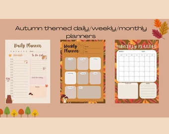 Planery dzienne/tygodniowe/miesięczne o tematyce jesiennej. Miesięczny planer cyfrowy, szablon Goodnotes, planer iPad, cyfrowy dziennik Bullet Journal w formacie PDF.