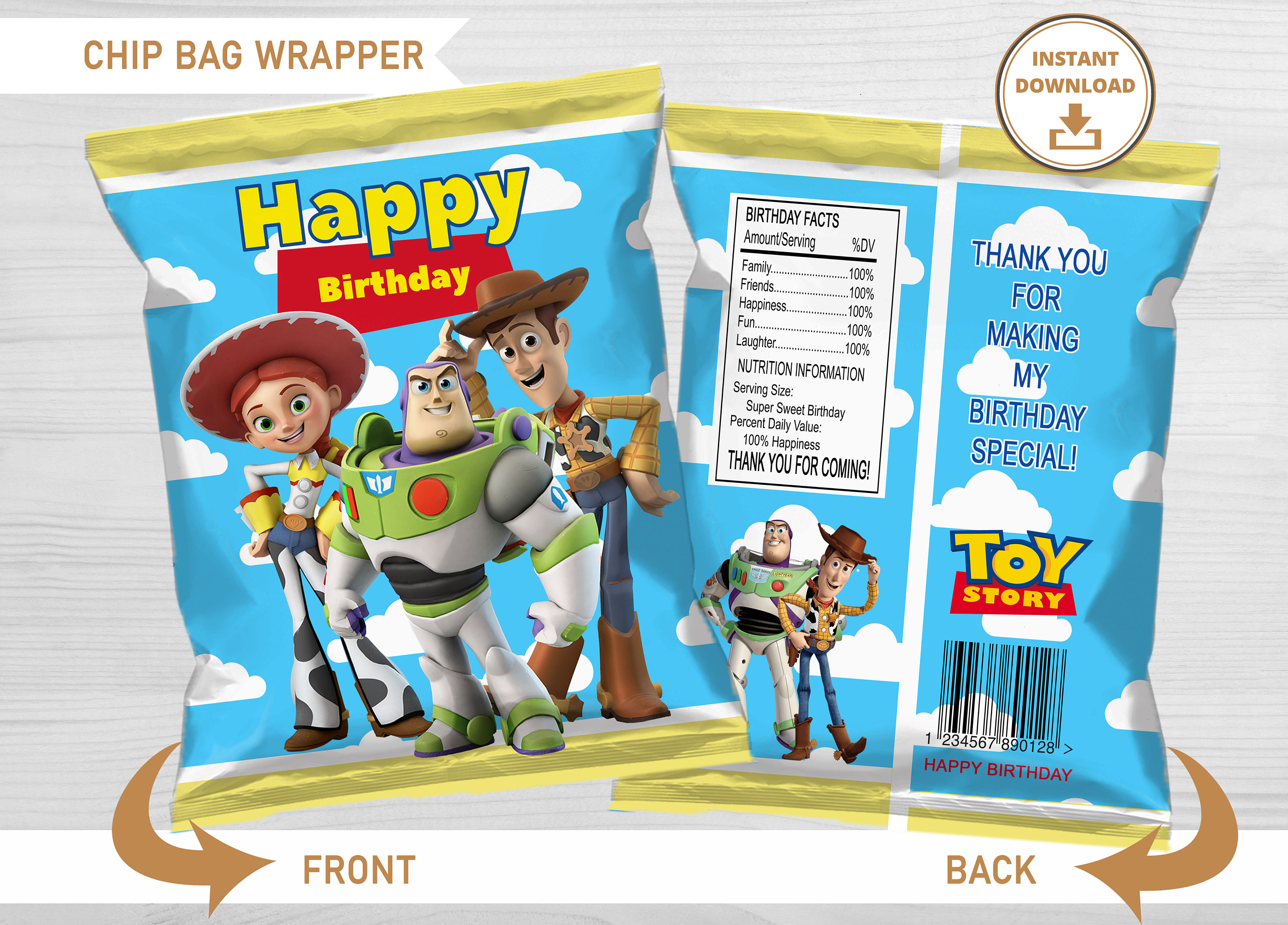 Toy Story Chip Bag Labels INSTANT DOWNLOAD Toy Story Party Etsy