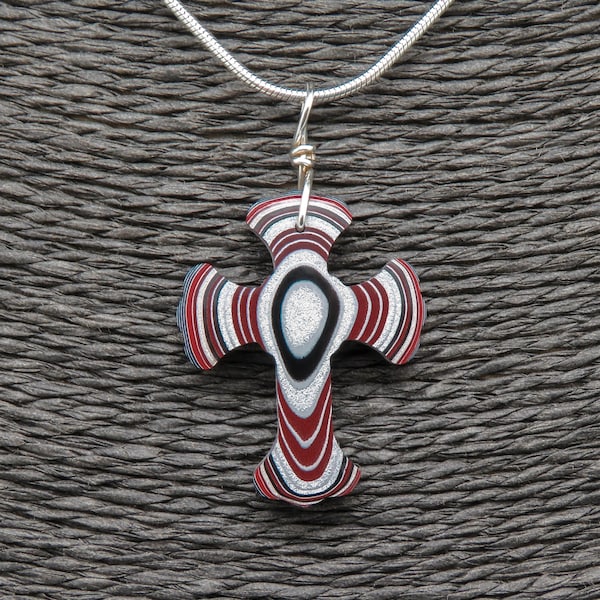 Fordite Cross Shaped Pendant