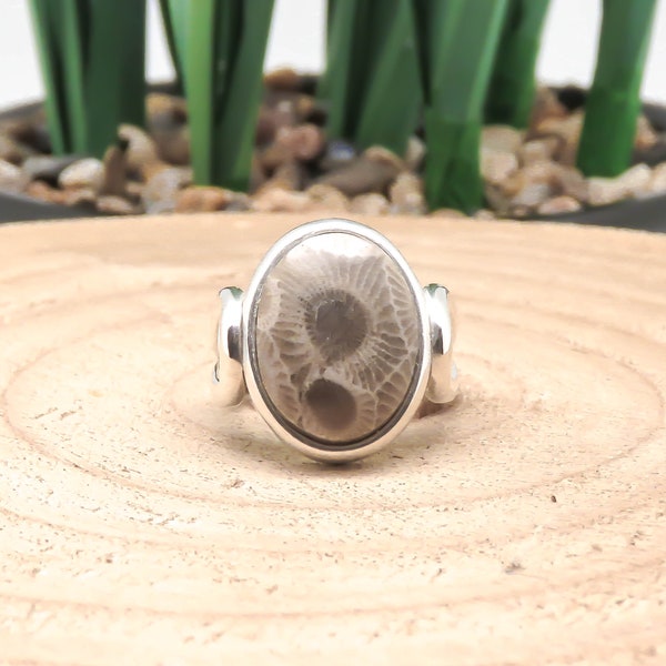 Petoskey Stone Ring - Size 6 - Sterling Silver