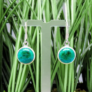 Chrysocolla Sterling Silver Dangle Earrings