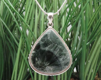 Seraphinite Pendant Tear Sterling Silver
