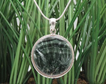 Seraphinite Pendant Round Sterling Silver