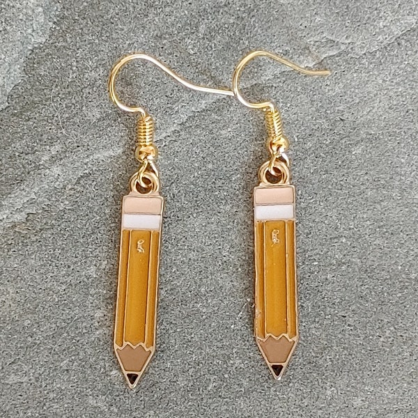 Pencil earrings, Hypoallergenic, Teacher gift, Student gift, Writer present