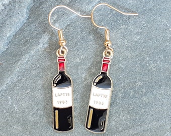 Boucles d'oreilles bouteille de vin, hypoallergénique, boucle d'oreille vino, cadeau buveur de vin, cadeau de pendaison de crémaillère