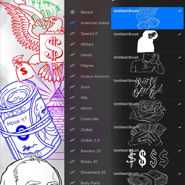 American Greed! NEW! Procreate Brush Set Ipad IPhone