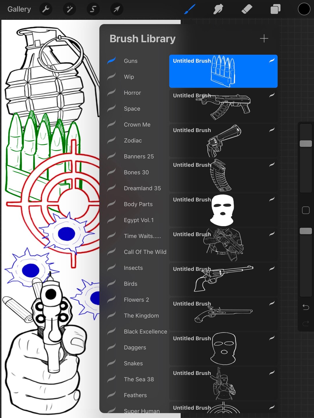 Guns procreate Brush Set Etsy