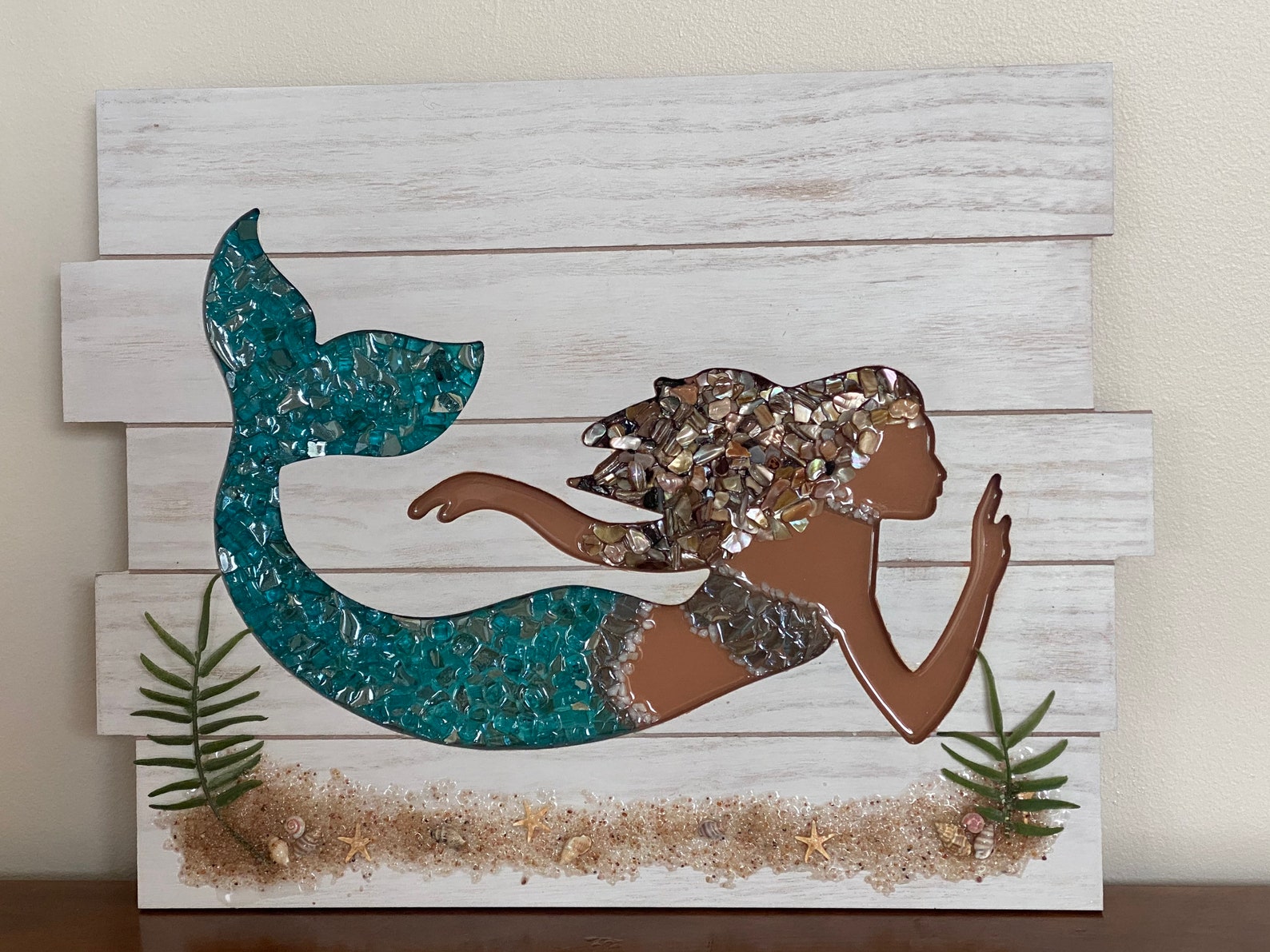 Mermaid Glass and Resin Wall Art Etsy