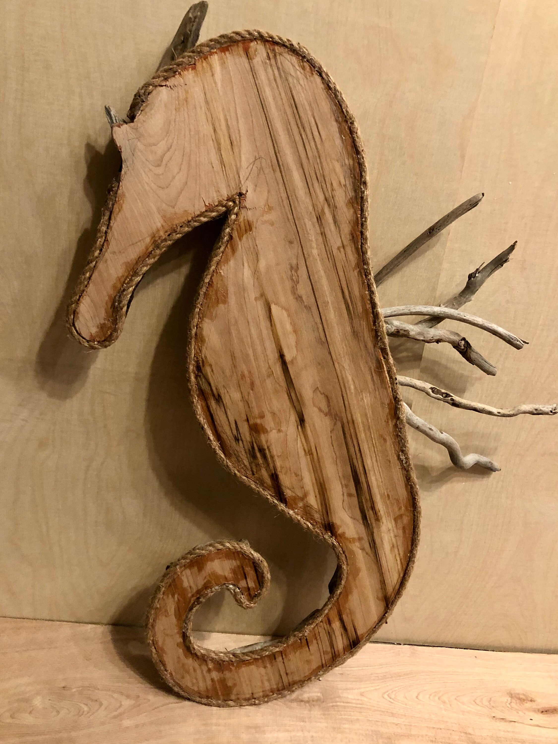 Handmade Driftwood Seahorse with rope boarder Etsy