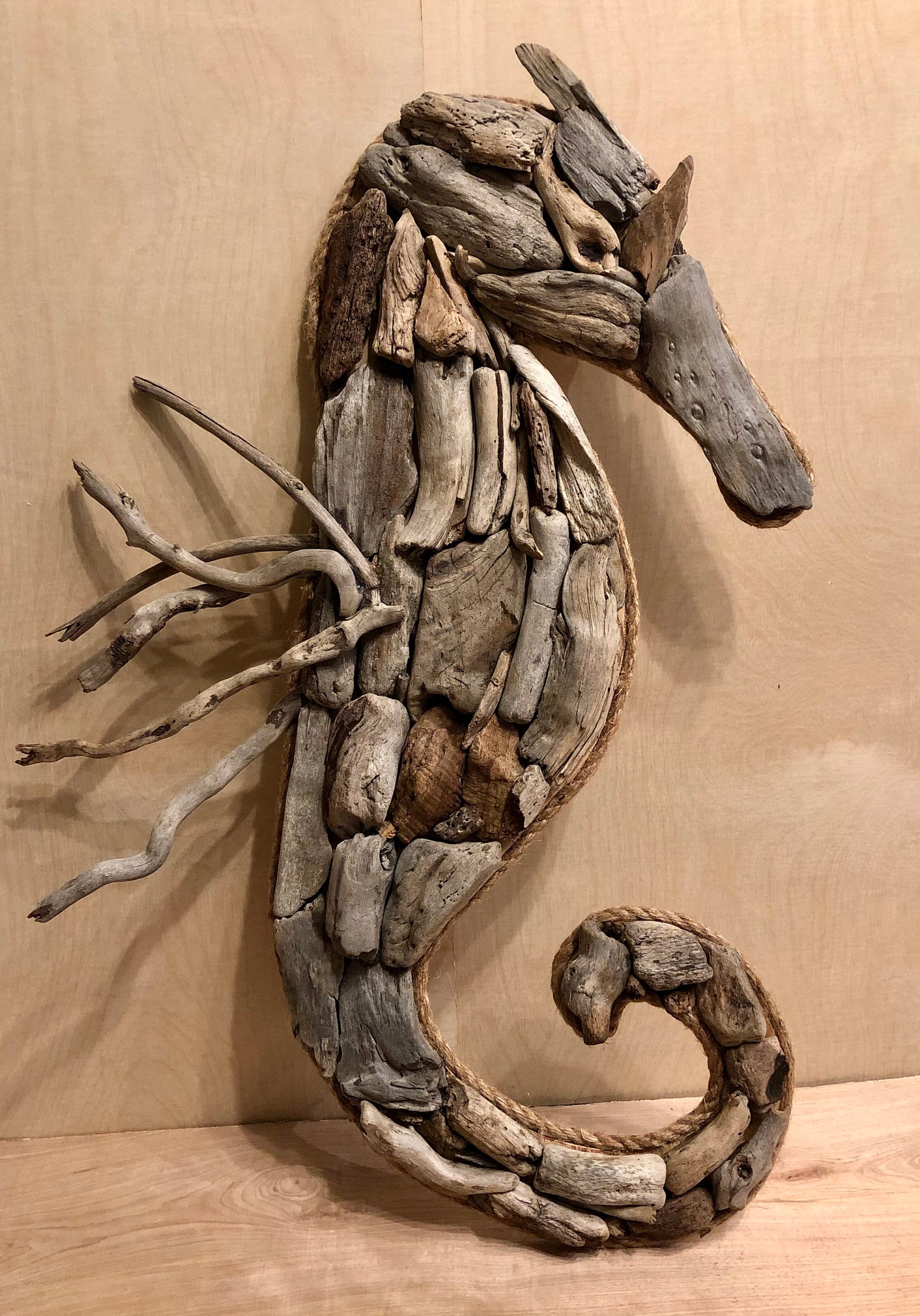 Handmade Driftwood Seahorse with rope boarder Etsy