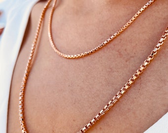 Rose Gold Box Chain - Etsy