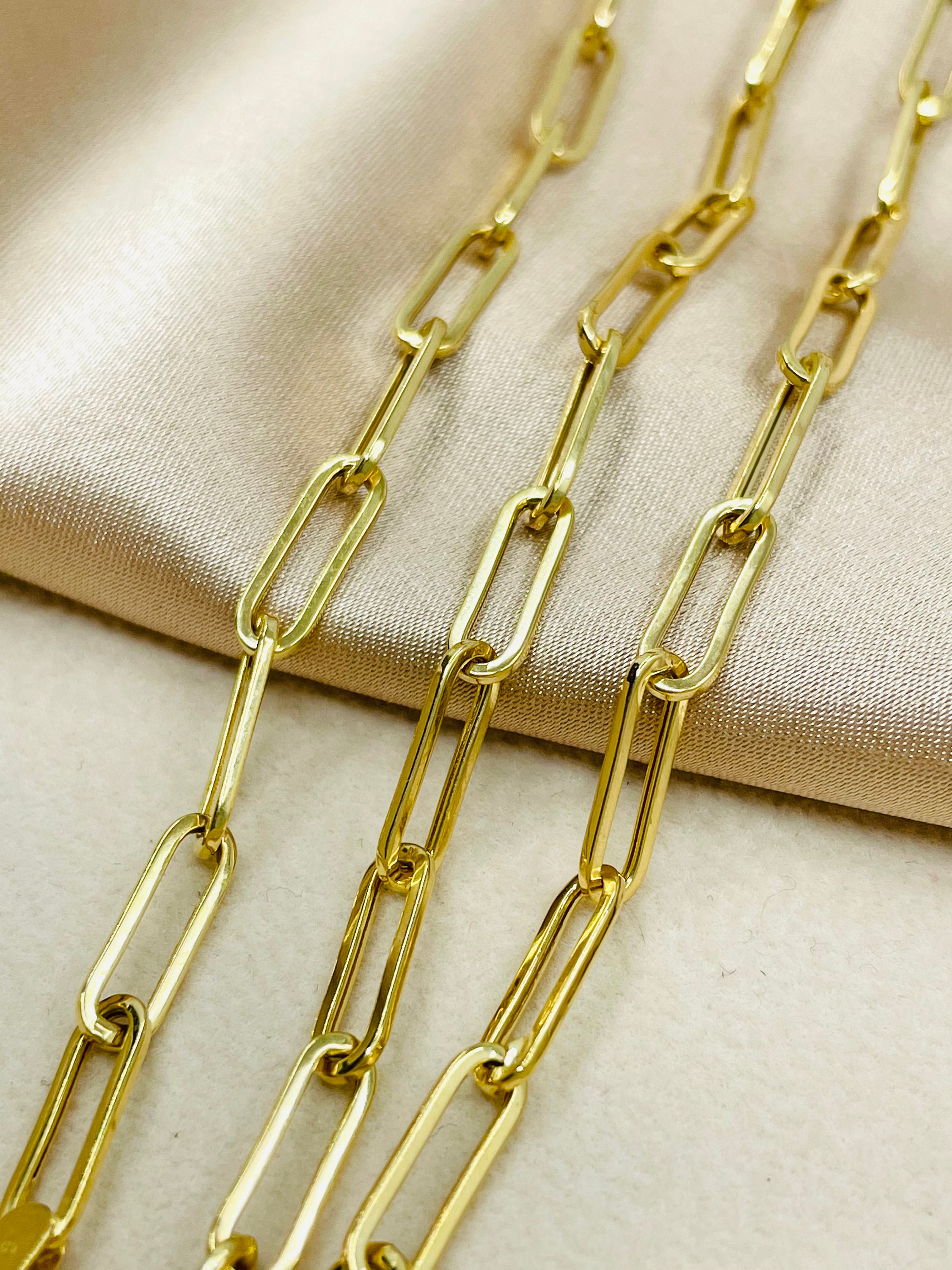 14k Solid Gold Paperclip Necklace 4.0mm 14k Ladies Gold Etsy