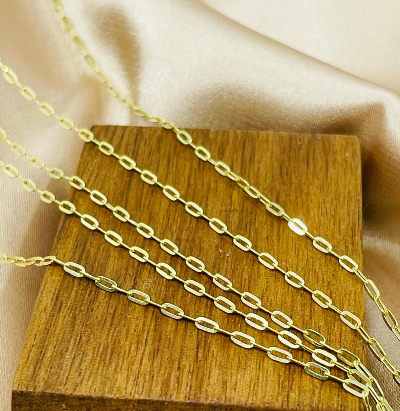 Solid 10k Gold Paperclip Necklace Dainty 10K Gold Layering Etsy