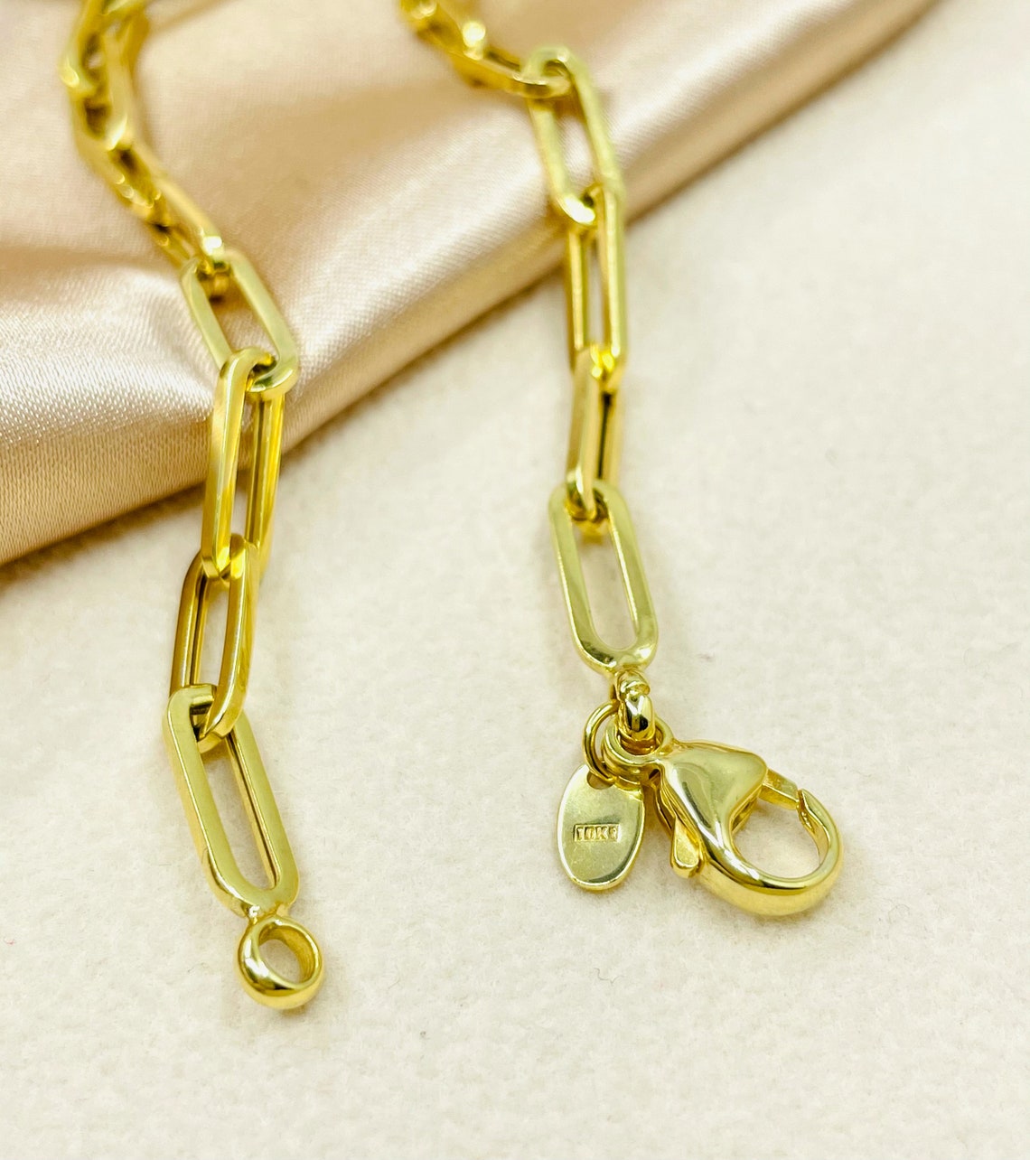 Solid 10K Gold Paperclip Necklace Ladies Paperclip Chain Etsy