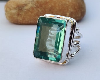 Aquamarine Ring, 925 Sterling Silver, Promised Ring, Popular Ring, Handmade Ring, Gift For Her, , Silver Band Ring, Gemstone Ring