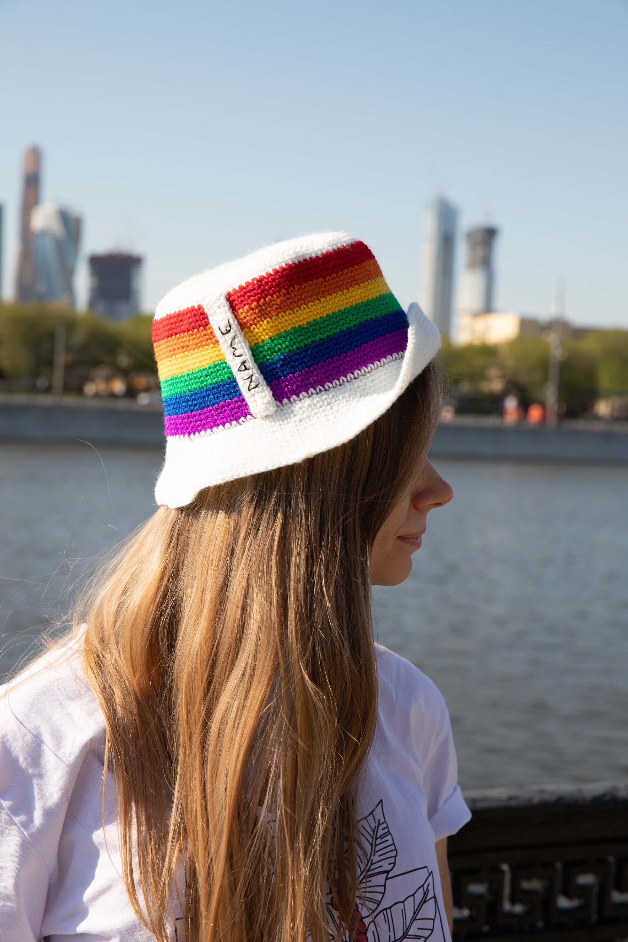 Rainbow knit hat LGBT pride unisex bucket hat fisherman hat Etsy