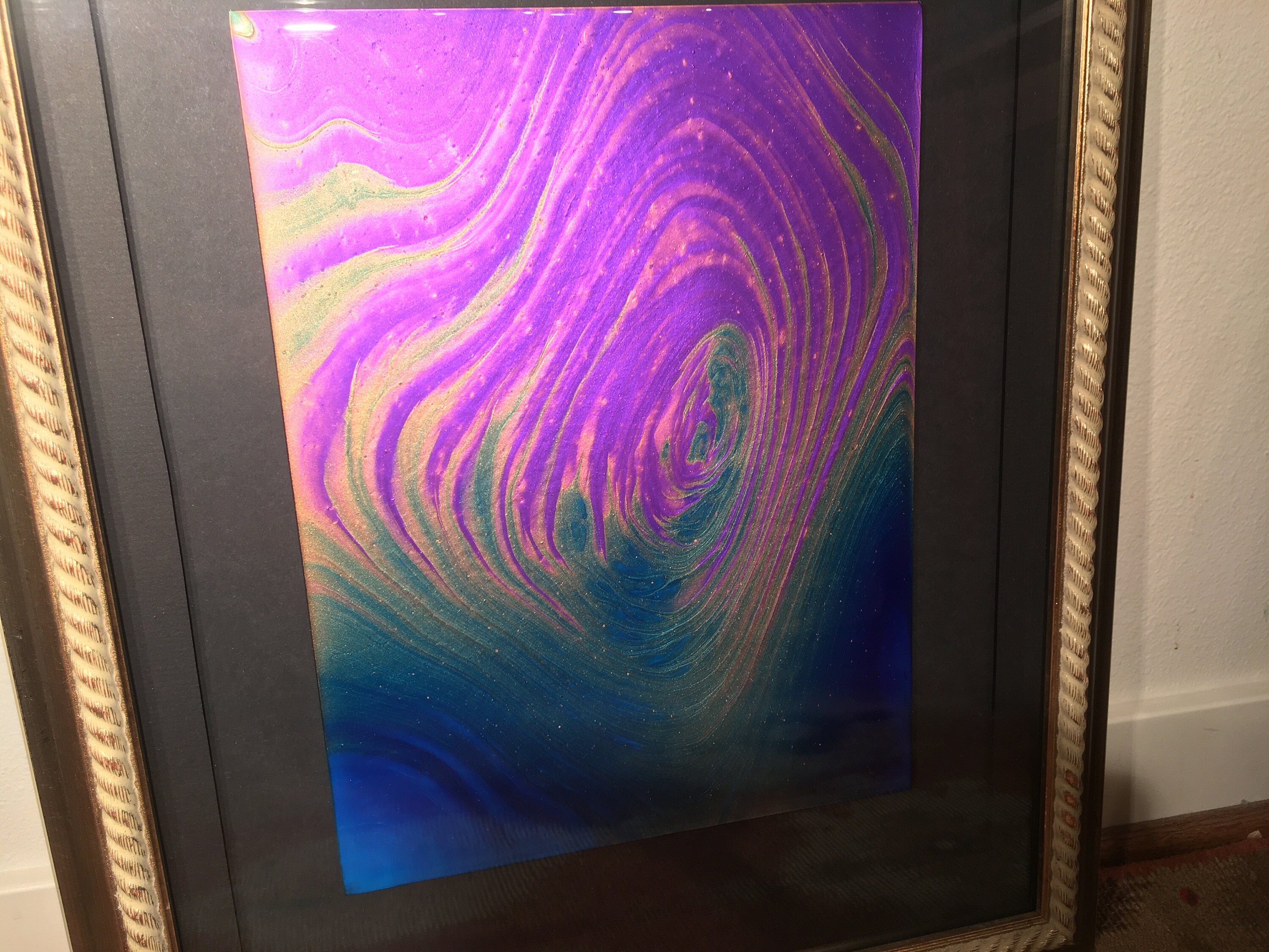 Framed fluid acrylic on glass finished with epoxy resin Etsy