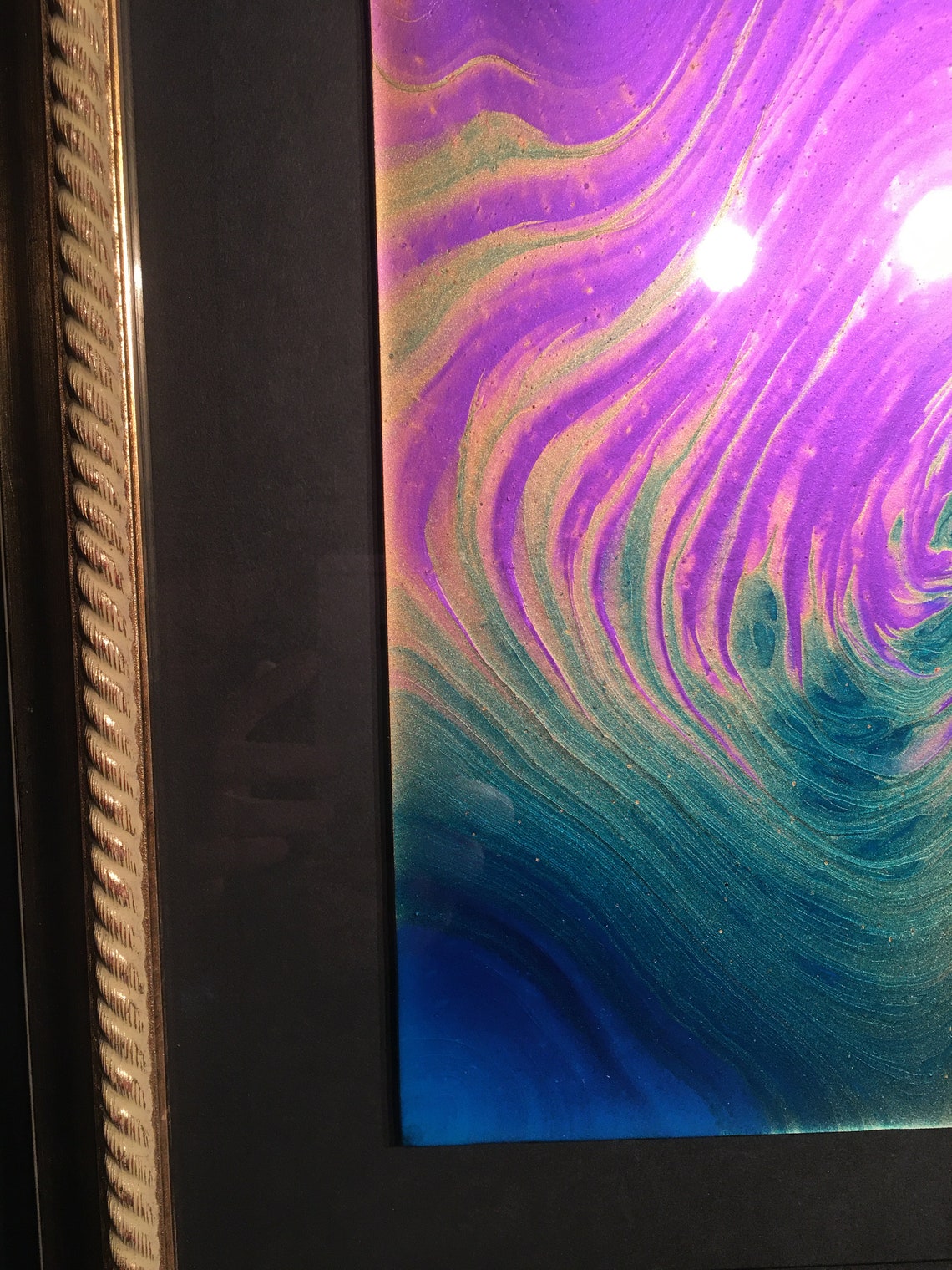 Framed fluid acrylic on glass finished with epoxy resin Etsy