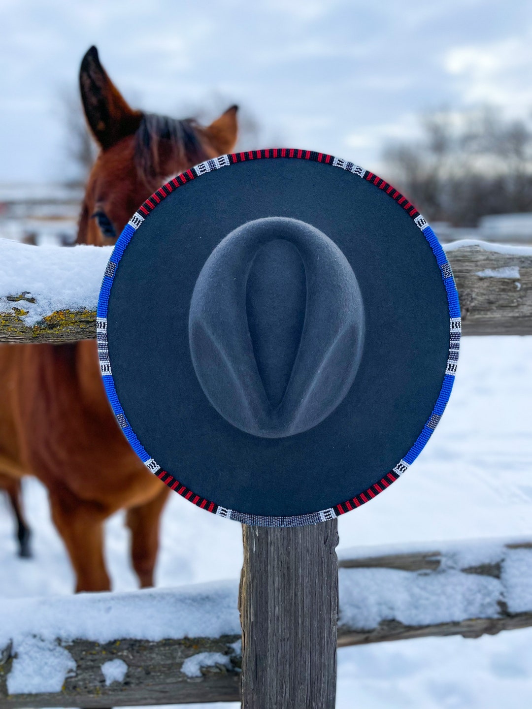 Beaded Brim Cowboy Hat Etsy