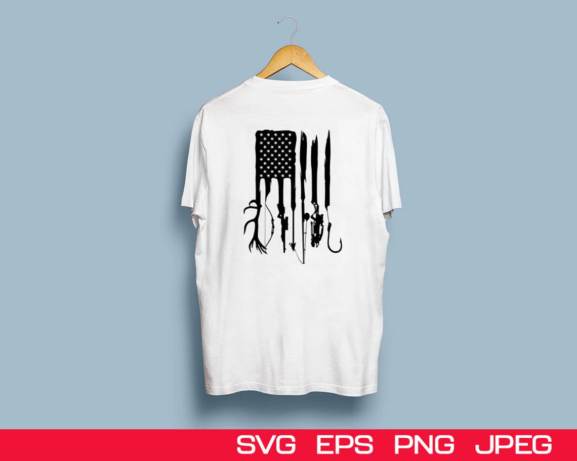 Hunting and fishing svg American flag svg distress flag for | Etsy