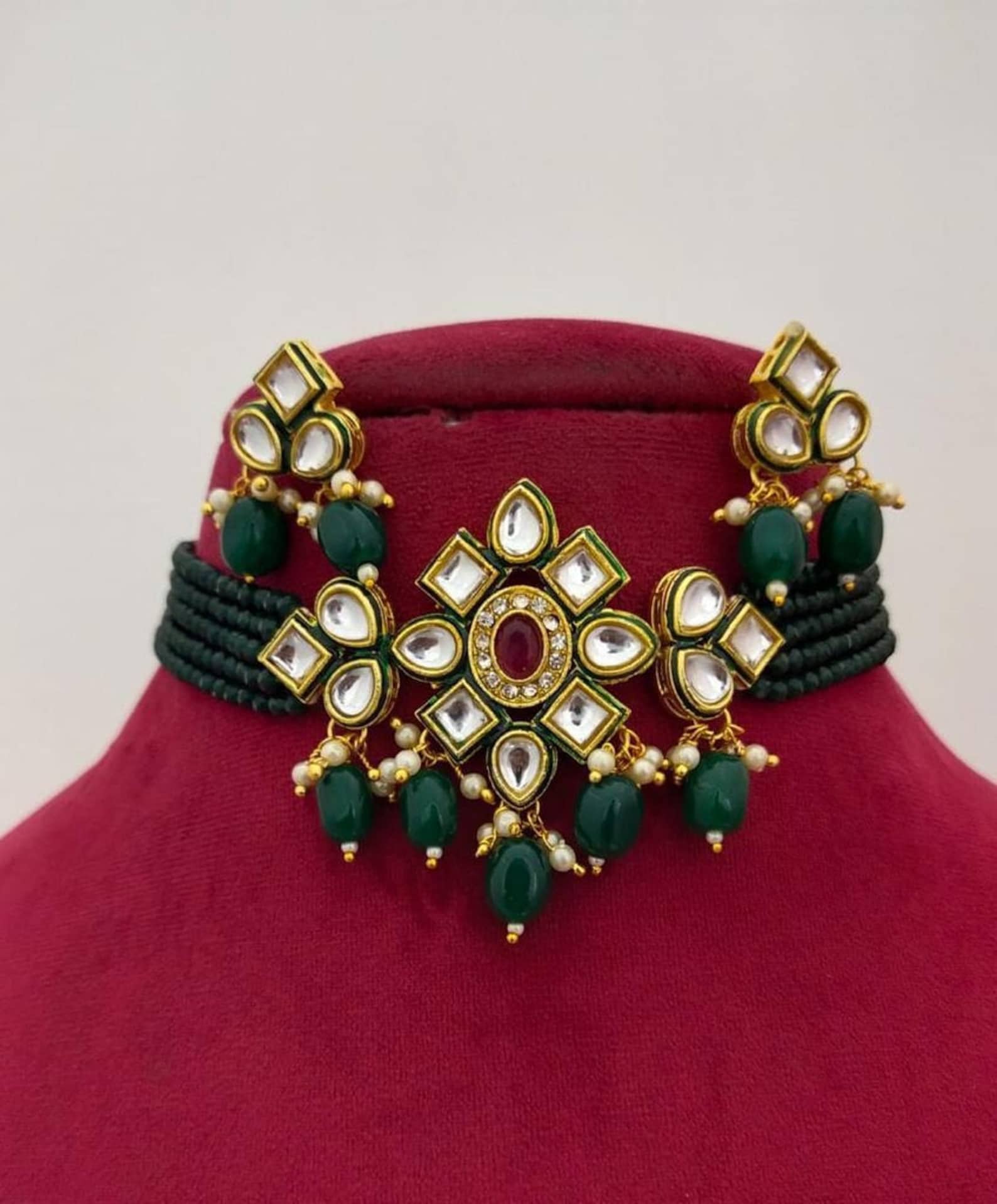 Kundan Choker Necklace Indian Choker Necklace Set For Women Etsy