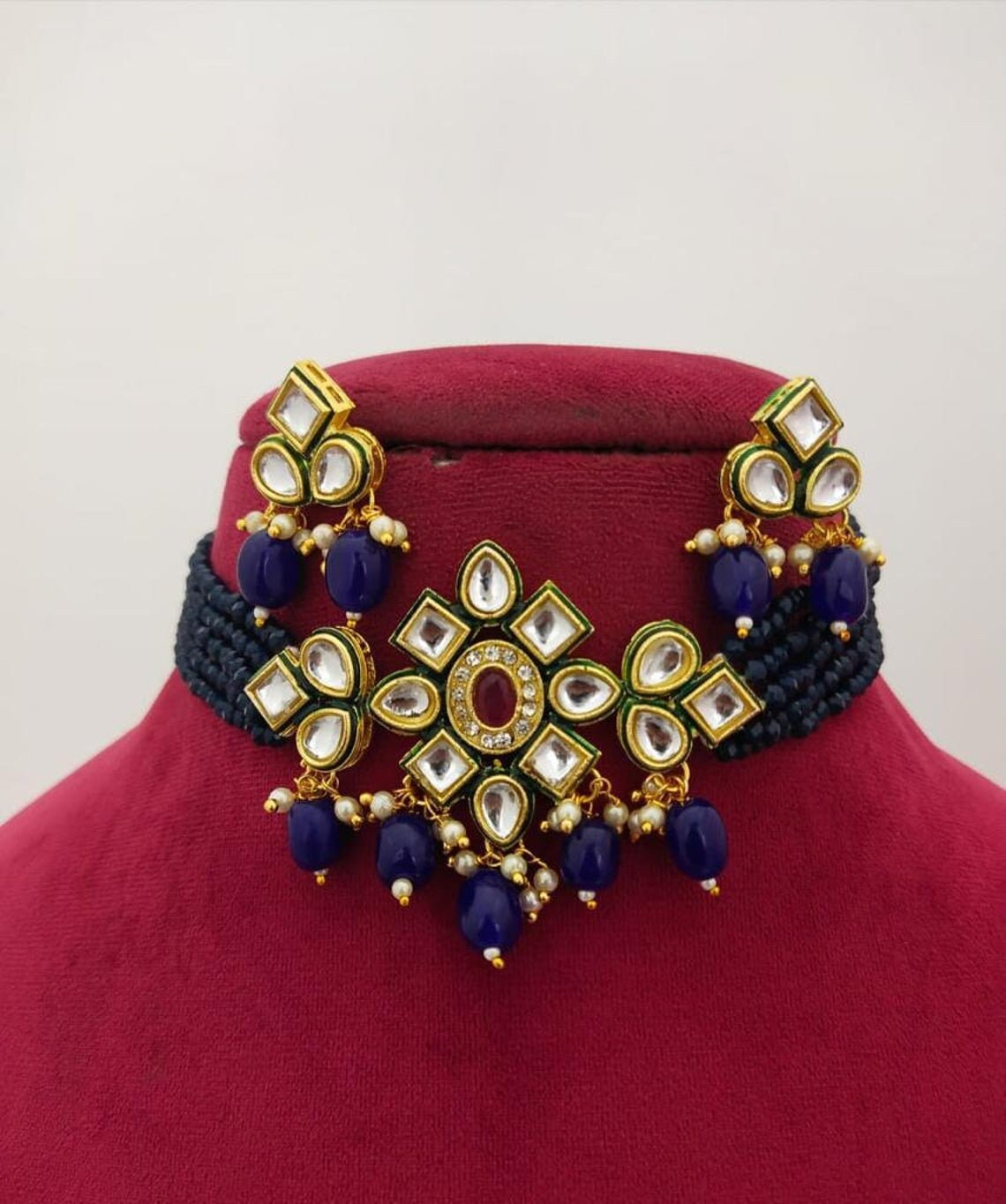 Kundan Choker Necklace Indian Choker Necklace Set For Women Etsy