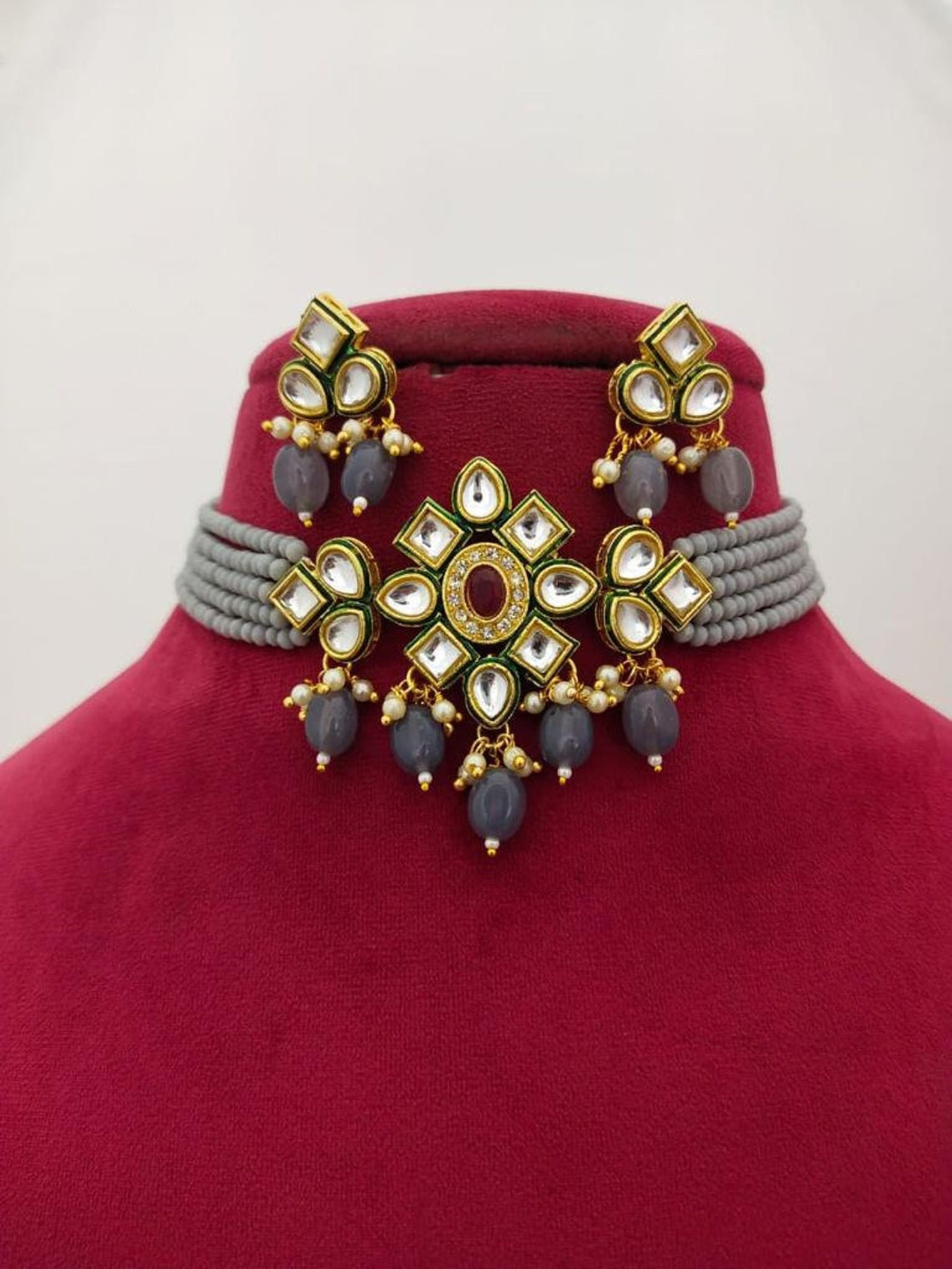 Kundan Choker Necklace Indian Choker Necklace Set For Women Etsy