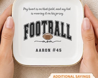 Personalized Football Mom with Kid name and jersey number Jewelry Dish,Game Day Mom Ring Dish for Football,Gift for Mom,Football Keepsake