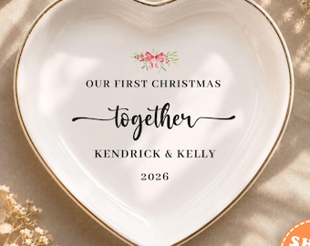 Our First Christmas Together,Custom  Ceramic Couple Ring Tray,Trinket Ring Dish,Custom Jewelry Dish with Names,Couple Gift,Christmas 2026