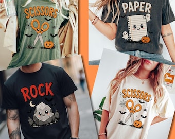 Comfort Colors Halloween Group Shirts,Paper Rock Scissors Party Shirt,Holiday Party,Halloween Group Shirts,Halloween Costumes,Funny Matching