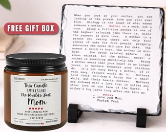 Mom Gift Set,Photo Slate & Soy Candle,Mother's Day Gift Candle,Funny Gift for Mom, Gift,Care Package,Mom Keepsake,Birthday Gift for Mom