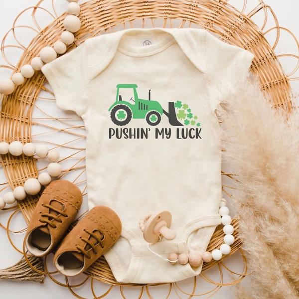 Pushing My Luck Baby Bodysuit,St. Patrick's Day Bodysuit,Vintage Natural Irish Baby Bodysuit,Baby Boy Clothes,St. Patrick Toddler Tee,