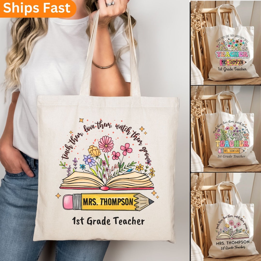 Teacher Appreciation Gift Tote Bag Canvas, Custom Teacher Gift ...