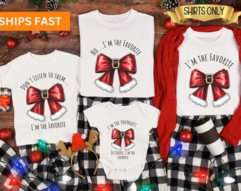Santa Bow Family Christmas Shirts,2024 Christmas Group Tees,Christmas Bow Shirts,Christmas Family Shirts,Matching Christmas Outfits
