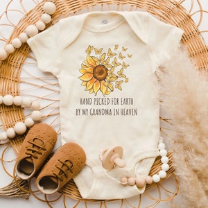 Hand Picked For Earth By My &lt;Custom Name&gt;  In Heaven Baby Bodysuit,New Baby,Hand picked for earth,Pregnancy Announcement,Baby Shower Outfit
