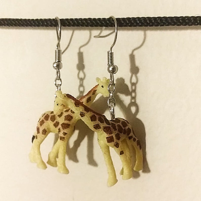 Rhino Lion Elephant Gorilla Giraffe Eagle Tiny Cute Rubber Animal Dangly Earrings |Safari| Tiger