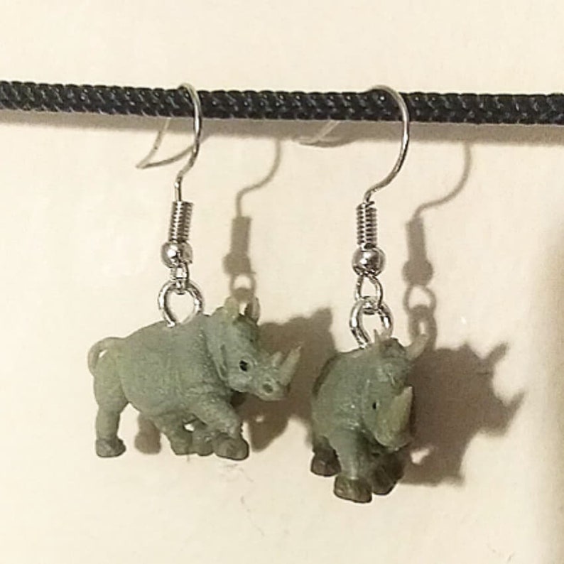 Rhino Lion Elephant Gorilla Giraffe Eagle Tiny Cute Rubber Animal Dangly Earrings |Safari| Tiger