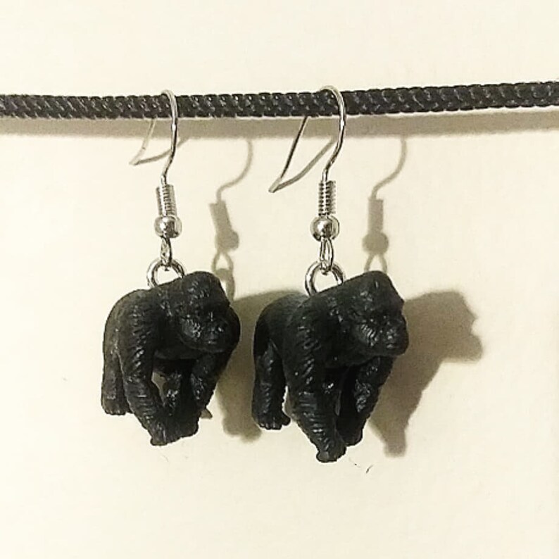 Rhino Lion Elephant Gorilla Giraffe Eagle Tiny Cute Rubber Animal Dangly Earrings |Safari| Tiger