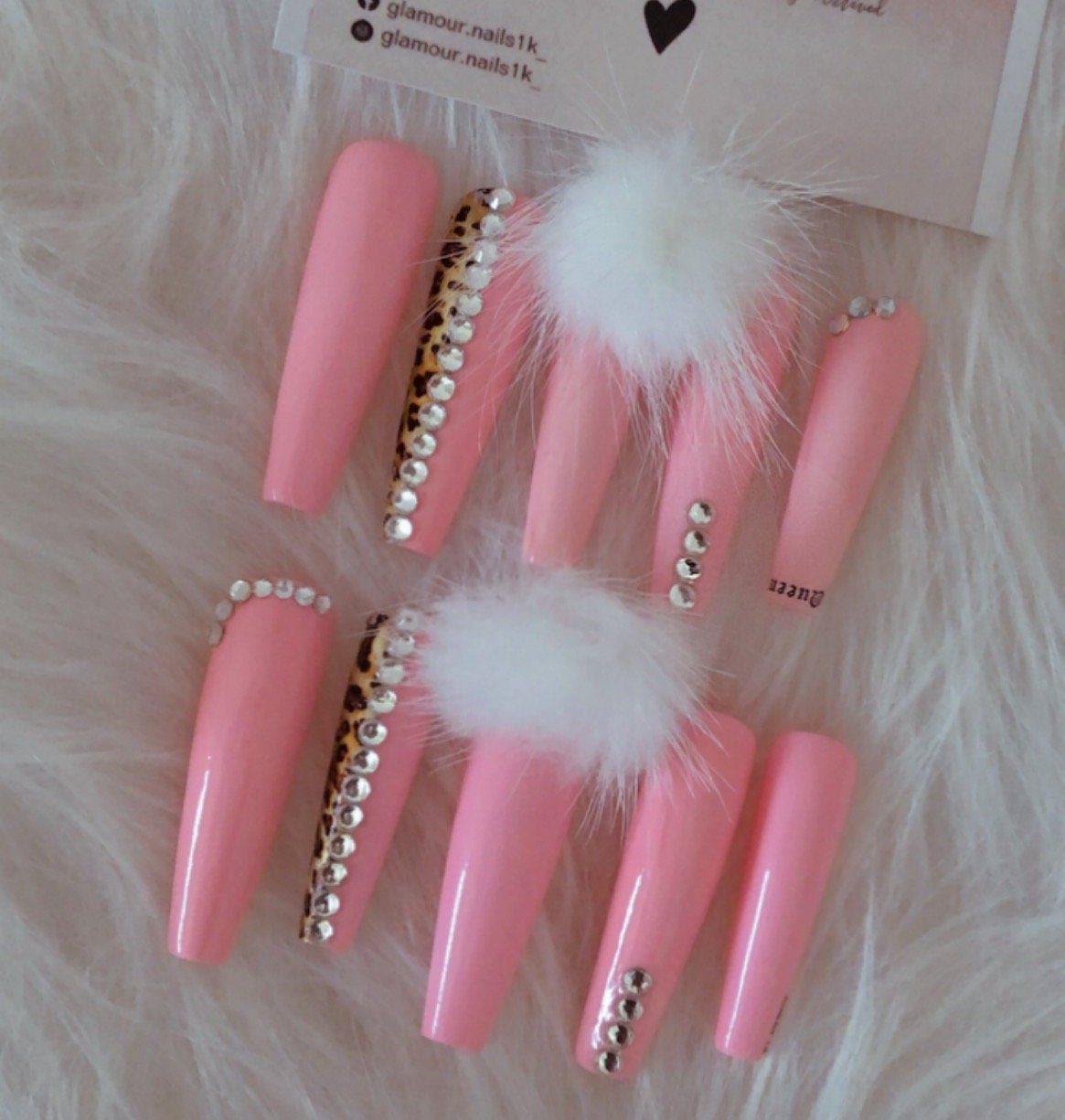 XL Press On Nails Fancy Luxury Nails With Fur Magnetic Ball | Etsy