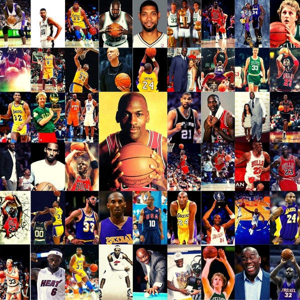 Aesthetic Wall collage kit, basketball legends Player, sports decor for boys room, DIGITAL Download 4x6" 66 pcs