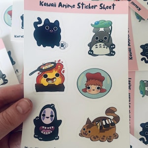 Kawaii Anime Characters Sticker Sheet