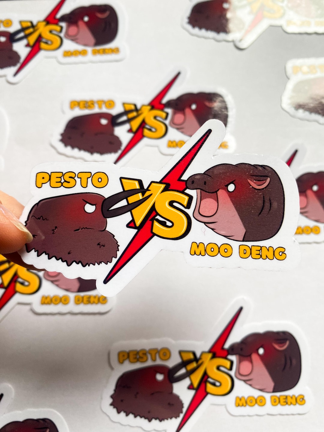 Moo Deng VS Pesto Sticker Etsy