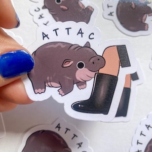 Moo Deng Attac Aufkleber