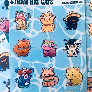 Straw Hat Cats Sticker Sheet