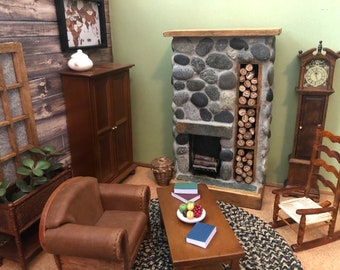 Miniature Stone Fireplace  #28   1:12