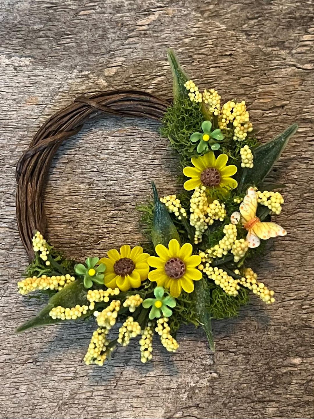 Miniature Spring Yellow Door Wreath (#132) 1:12 - Etsy